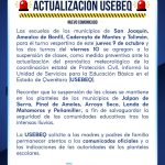 USEBEQ amplía suspensión de clases en más municipios por intensas lluvias para este viernes